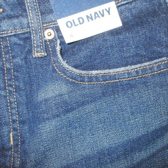 Old Navy Jean Shorts Womens Size 6 Dark High Rise Smoothing OG Straight Long NWT - Picture 4 of 8